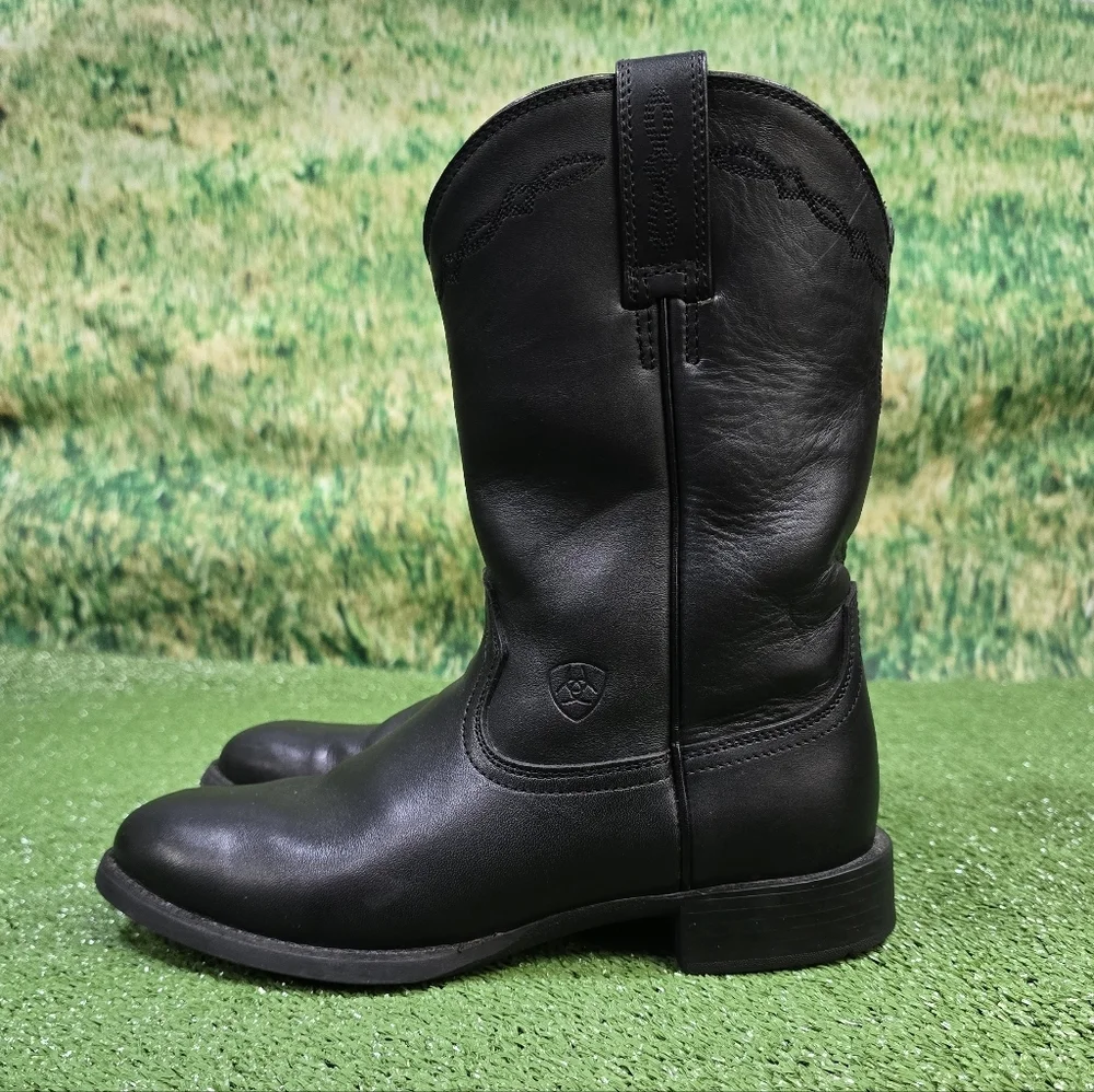 Ariat Heritage Roper Embroidered Leather Round Toe Mens Boots Size 7.5 LIKE NEW
